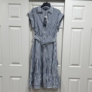 Veronica Beard Vanessa Dress Washed Blue /White